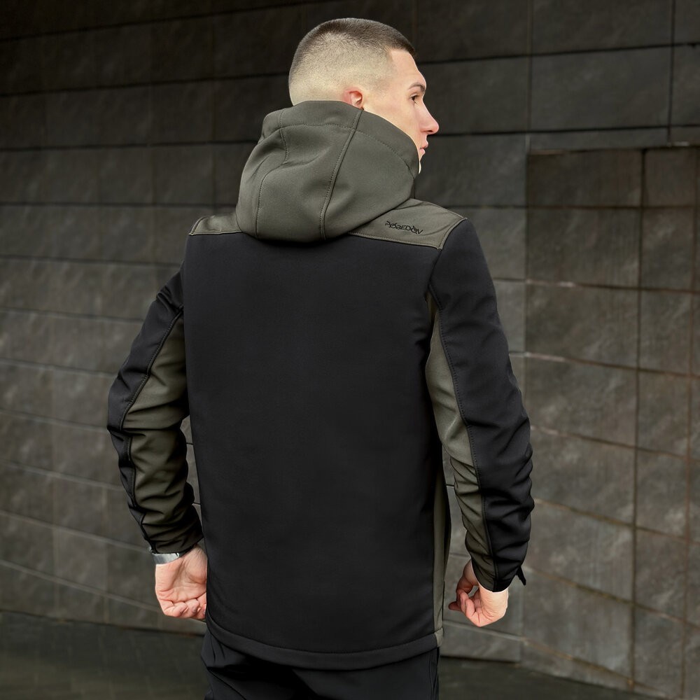 Софтшелл куртка мужская 2XL черный из хаки Pobedov Setup