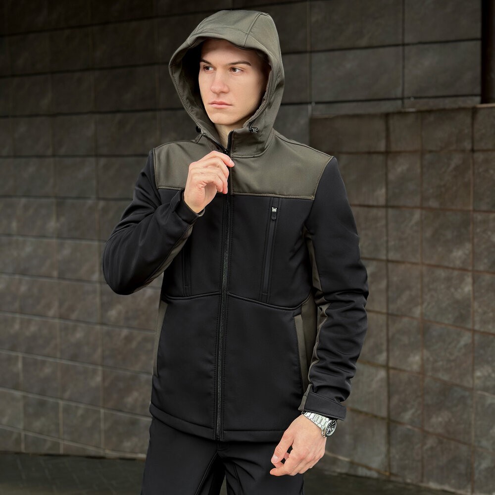 Софтшелл куртка мужская 2XL черный из хаки Pobedov Setup