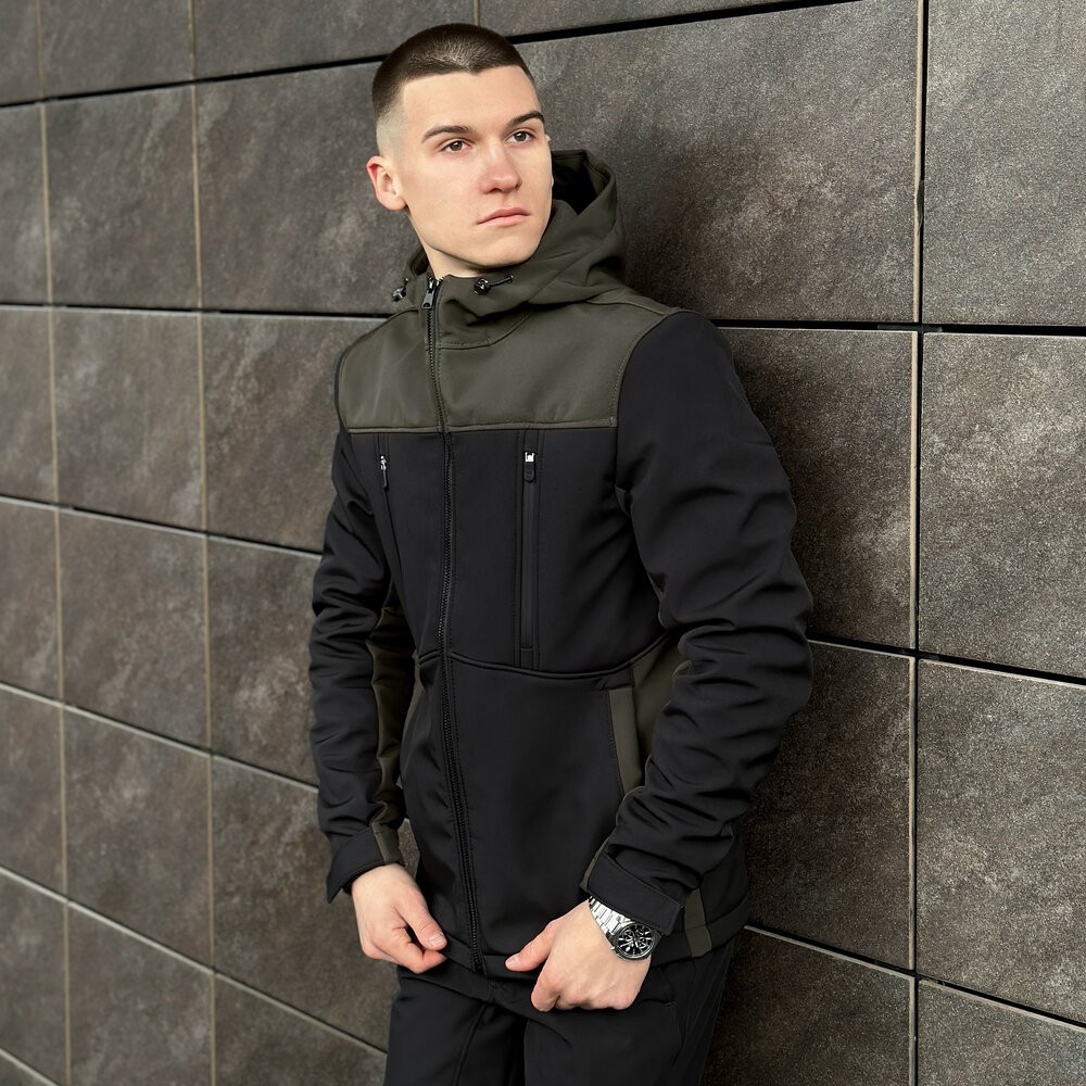 Софтшелл куртка мужская 2XL черный из хаки Pobedov Setup