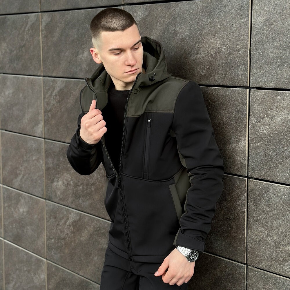 Софтшелл куртка мужская 2XL черный из хаки Pobedov Setup