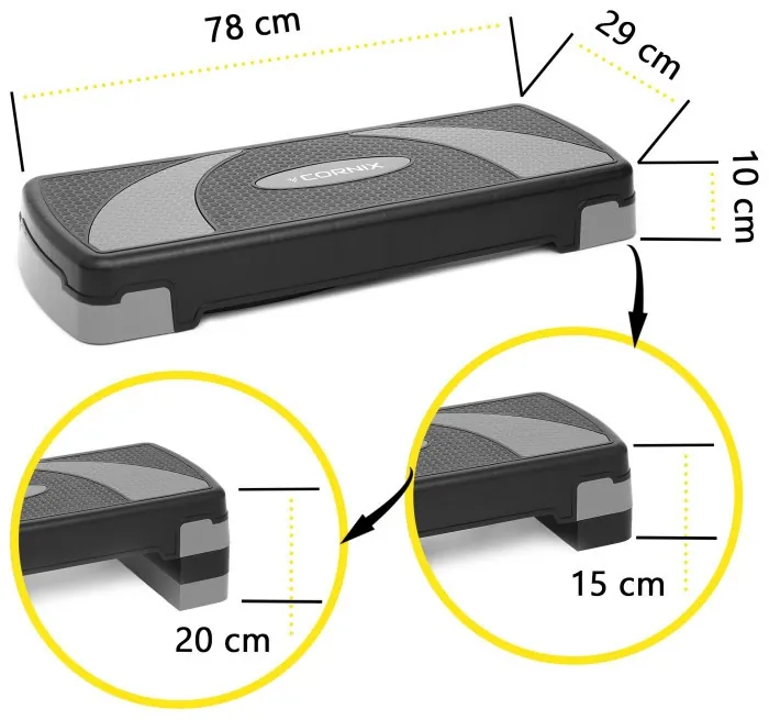 Степь-платформа 3-ступенчатая Cornix 78 х 29 х 10-20 см XR-0184 Black/Grey
