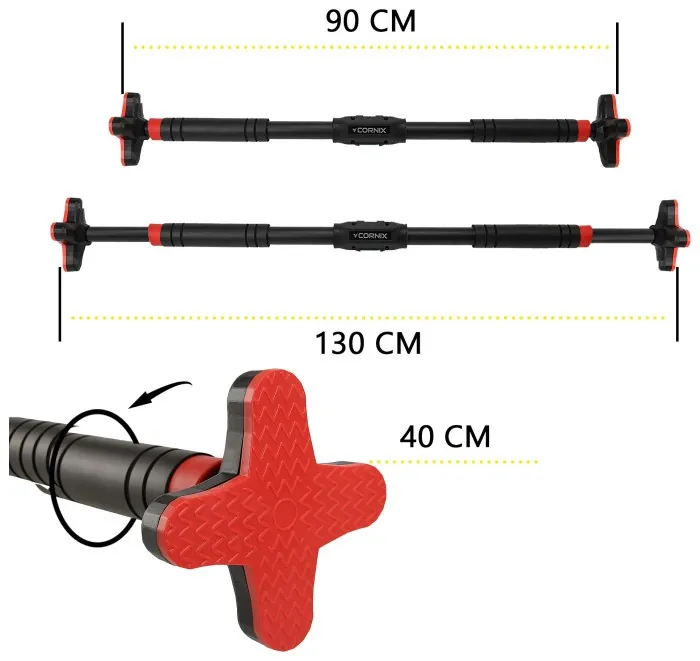 Турник раздвижной Cornix Pro+ 90-130 см XR-0287 Black/Red