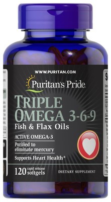 Triple Omega 3-6-9 Fish & Flax Oils - 120 softgels