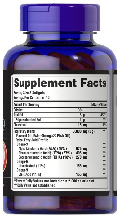 Triple Omega 3-6-9 Fish & Flax Oils - 120 softgels