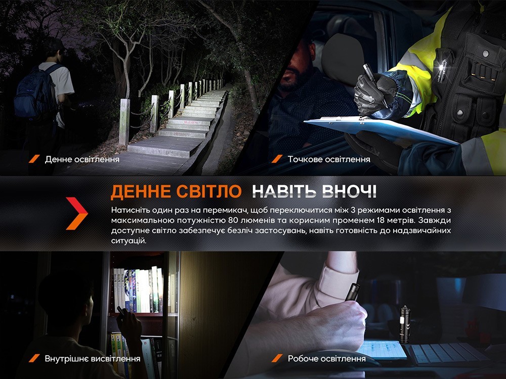 Fenix T6 тактична ручка з ліхтариком чорна, укр, укр