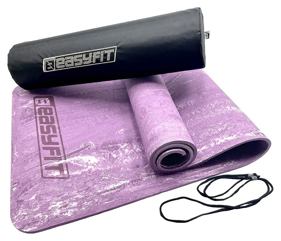 Килимок для йоги та фітнеса EasyFit PER Premium Mat 8 мм + Чохол фіолетовий (EFIT_EF-1930s-1-V)