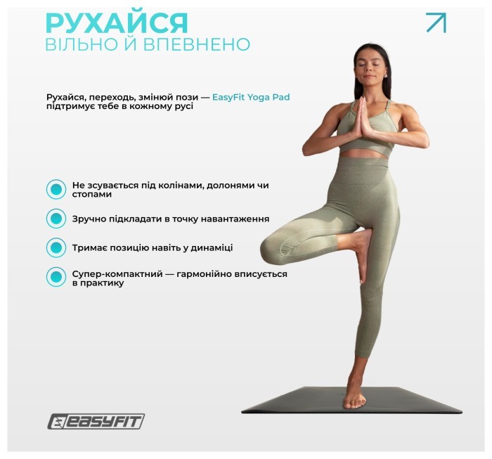 Мини-мат для йоги EasyFit Yoga Pad каучук 3,5 мм Черный