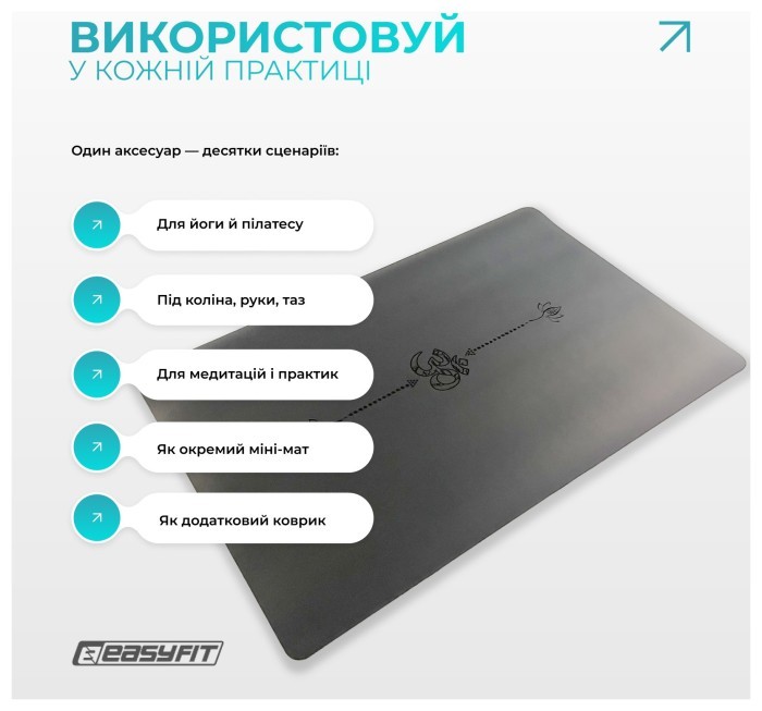Мини-мат для йоги EasyFit Yoga Pad каучук 3,5 мм Черный