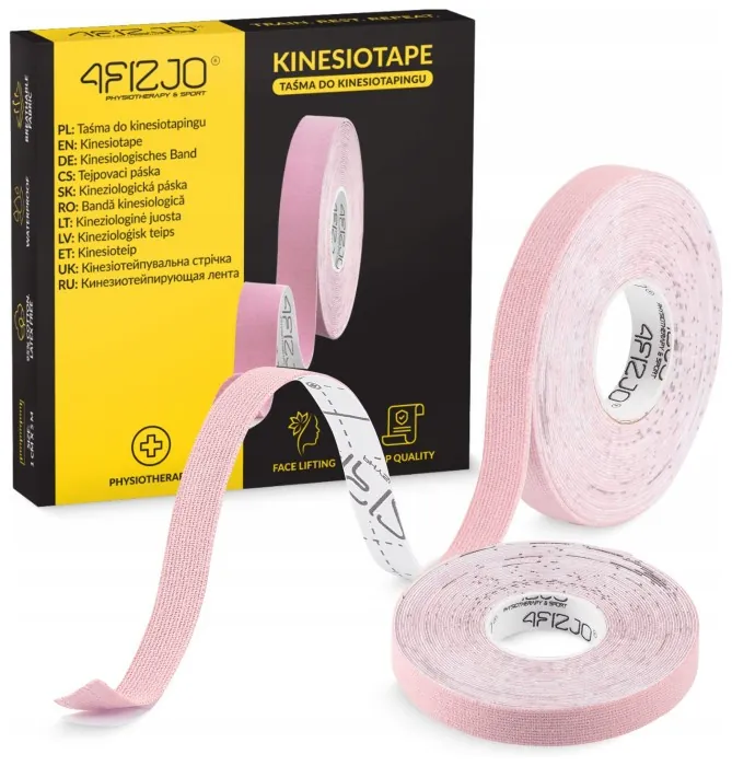 Лента кинезиологическая (кинезио тейп) 4FIZJO 1 см x 5 м Light Pink (P-5905973400794)