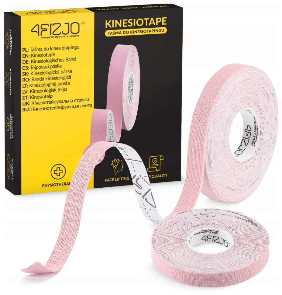 Стрічка кінезіологічна (кінезіо тейп) 4FIZJO 1 см x 5 м Light Pink (P-5905973400794) (LFP-5905973400794)