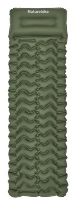 Матрас туристический надувной одноместный Naturehike CNK2550WS019, 200х60х6.5 см, зеленый, для кемпинга с мешком для надува.