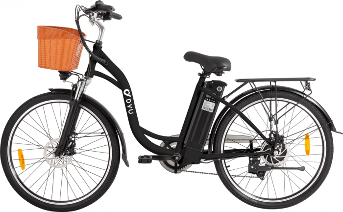 Електровелосипед міський DYU C6 (250 Вт; 12,5 А/год; 36 В), колеса 26", з ручкою газу, чорний