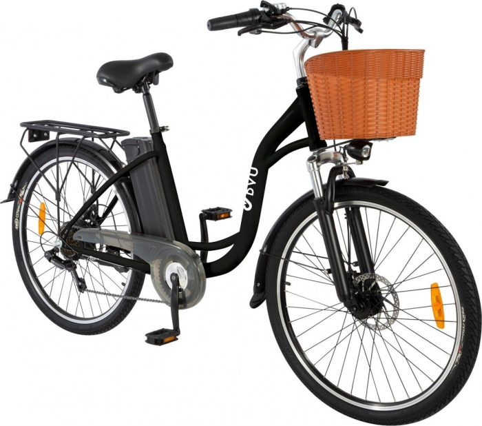 Електровелосипед міський DYU C6 (250 Вт; 12,5 А/год; 36 В), колеса 26", з ручкою газу, чорний