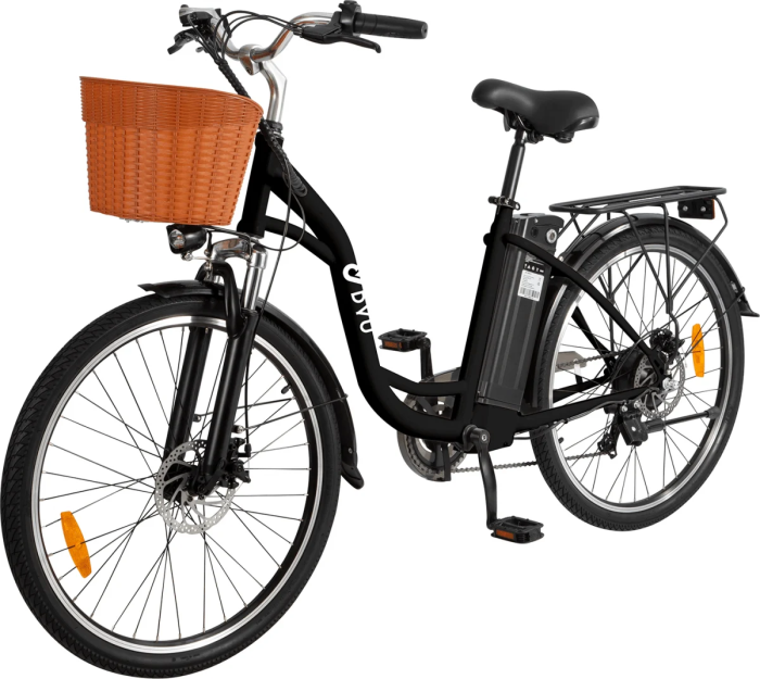Електровелосипед міський DYU C6 (250 Вт; 12,5 А/год; 36 В), колеса 26", з ручкою газу, чорний