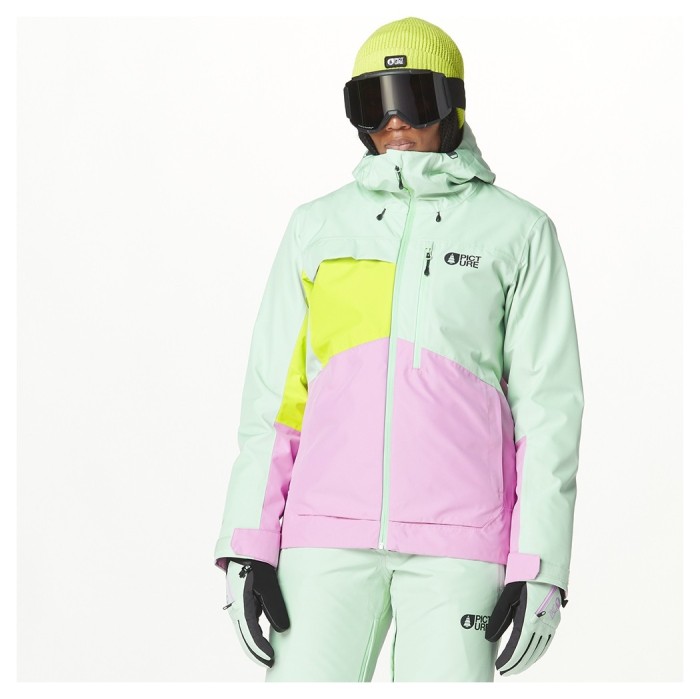 Picture Organic куртка лижна Seen W 2025 silt green-acid lime-orchid L, укр, укр