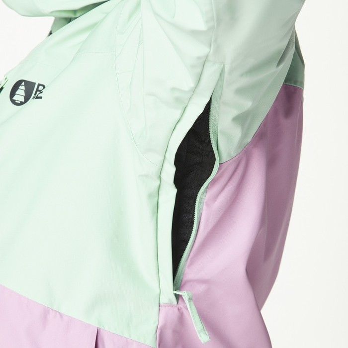 Картинка Organic куртка лыжная Seen W 2025 ил зелено-кислый лайм-орхидея L