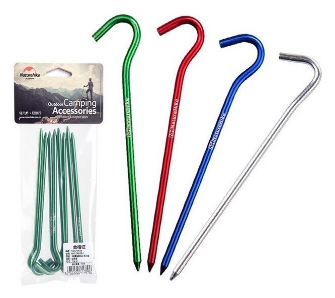Кілки з гачком алюмінієві Naturehike NH15A008-I, 16 см , червоний (8 шт)