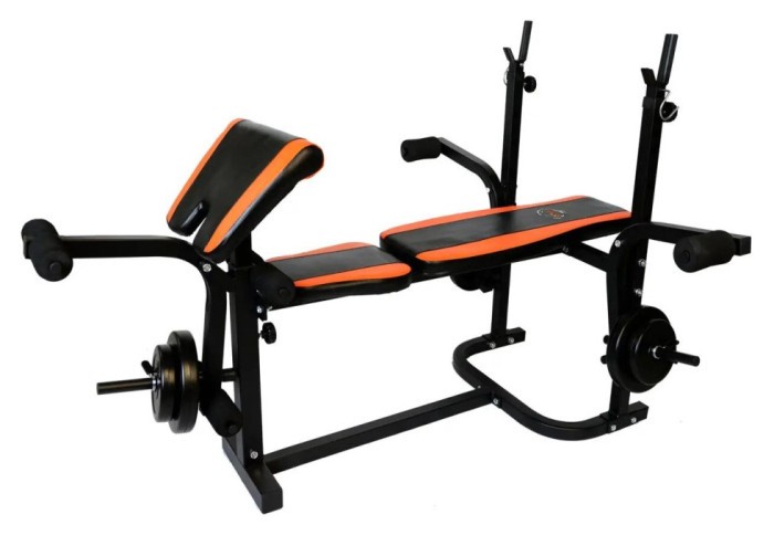 Скамейка для жима + Штанга с прямым грифом 50 кг RN-Sport