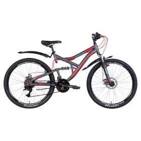 Велосипед 26" Discovery CANYON AM2 DD 2022 (темно-серый с красным и голубым (м))