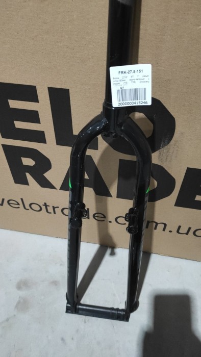 Вилка 27.5" Жорстка ST 1 rod-153 безрізьбова v-br чорно-зелений з сiрим YS 728 TANDEM TR-URVFK-26003-152 AMULET, укр, укр
