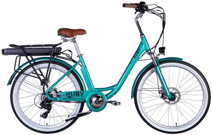 Велосипед з електроприводом 26" AL Dorozhnik eRUBY DD FR рама-17" 36B 17.5А*г 500Вт бірюзовий YS 2260 2025, укр, укр
