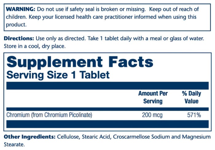 Chromium Picolinate 200mcg - 50 tabs