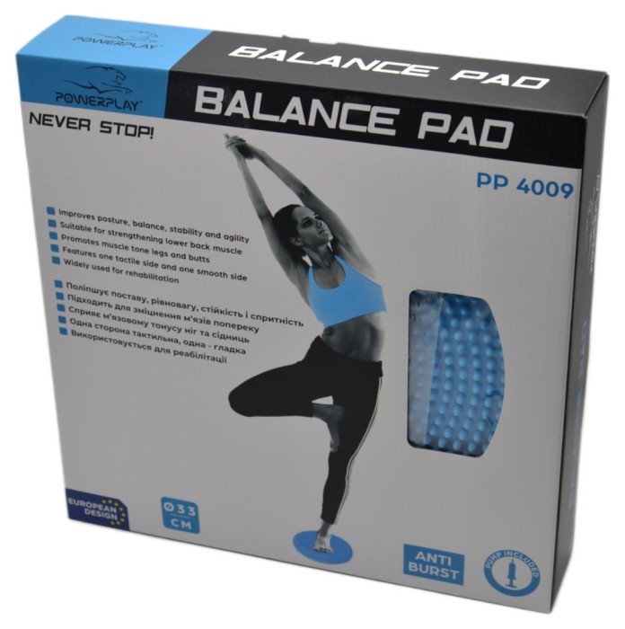 Балансувальна масажна подушка PowerPlay 4009 Balance Pad (Ø33) Синя