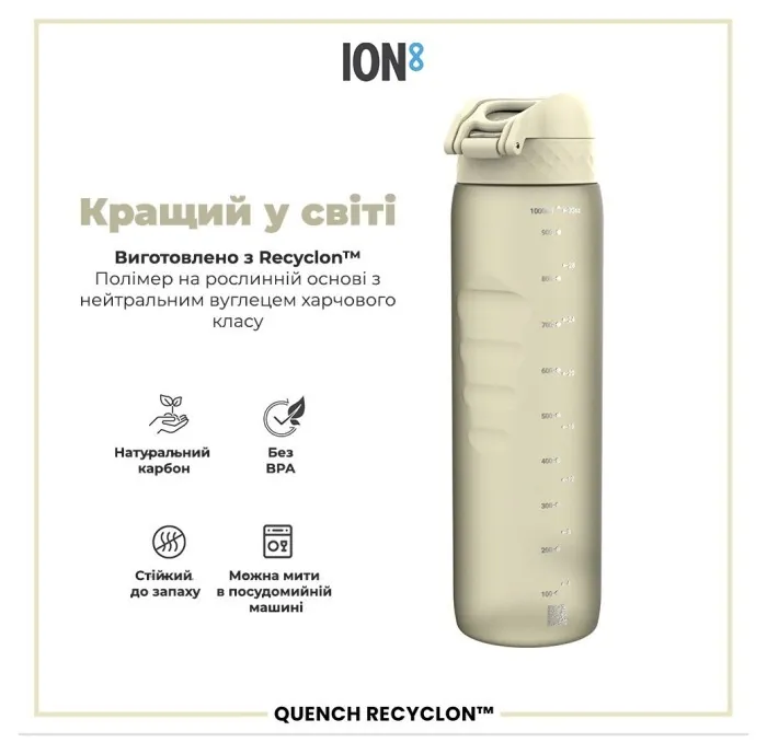 Картофель для воды ION8 1000 мл. (ЭКО бутылка) BPA Free, Creamy White