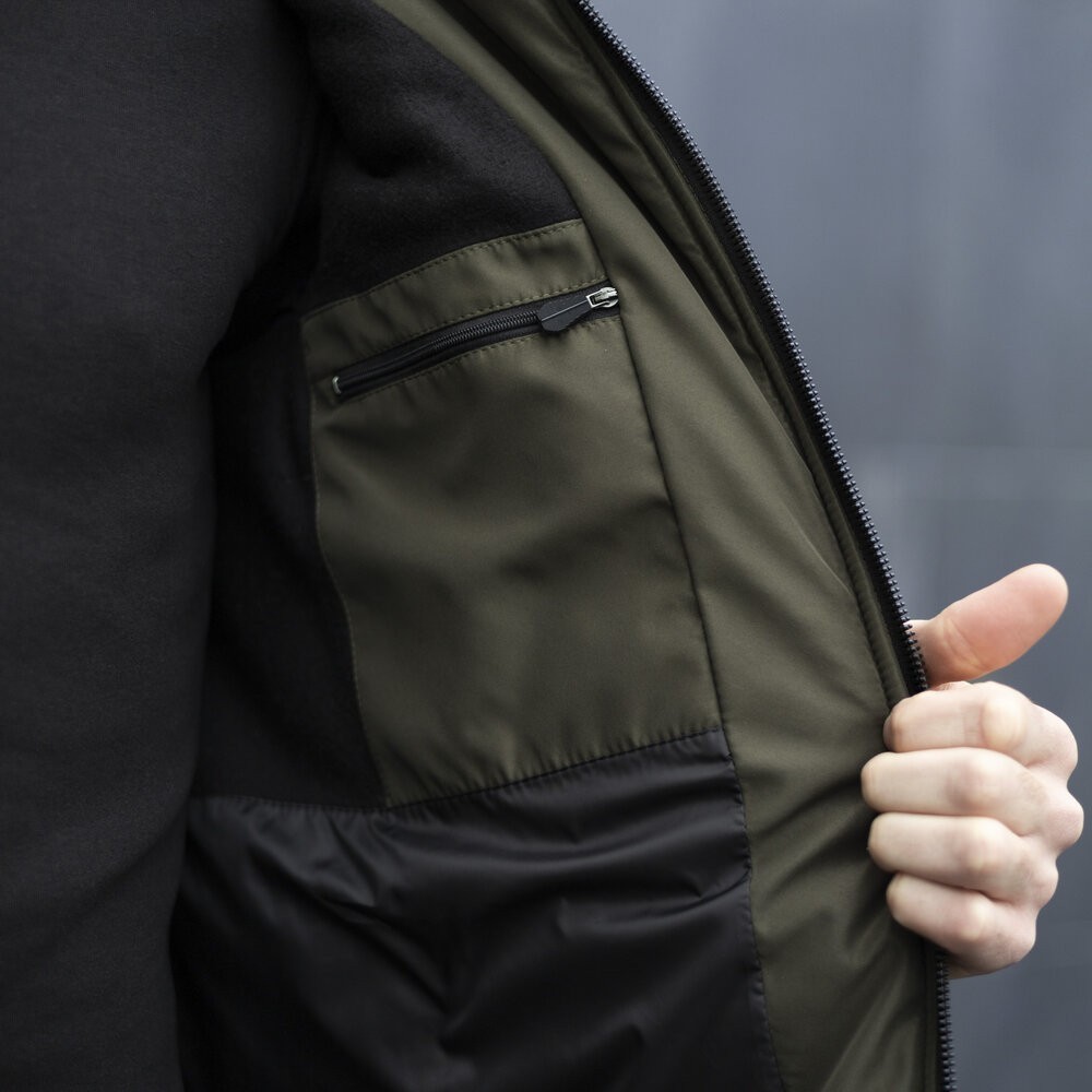 Мужская зимняя куртка хаки с капюшоном Pobedov Winter Jacket Motive ЗИМА В2