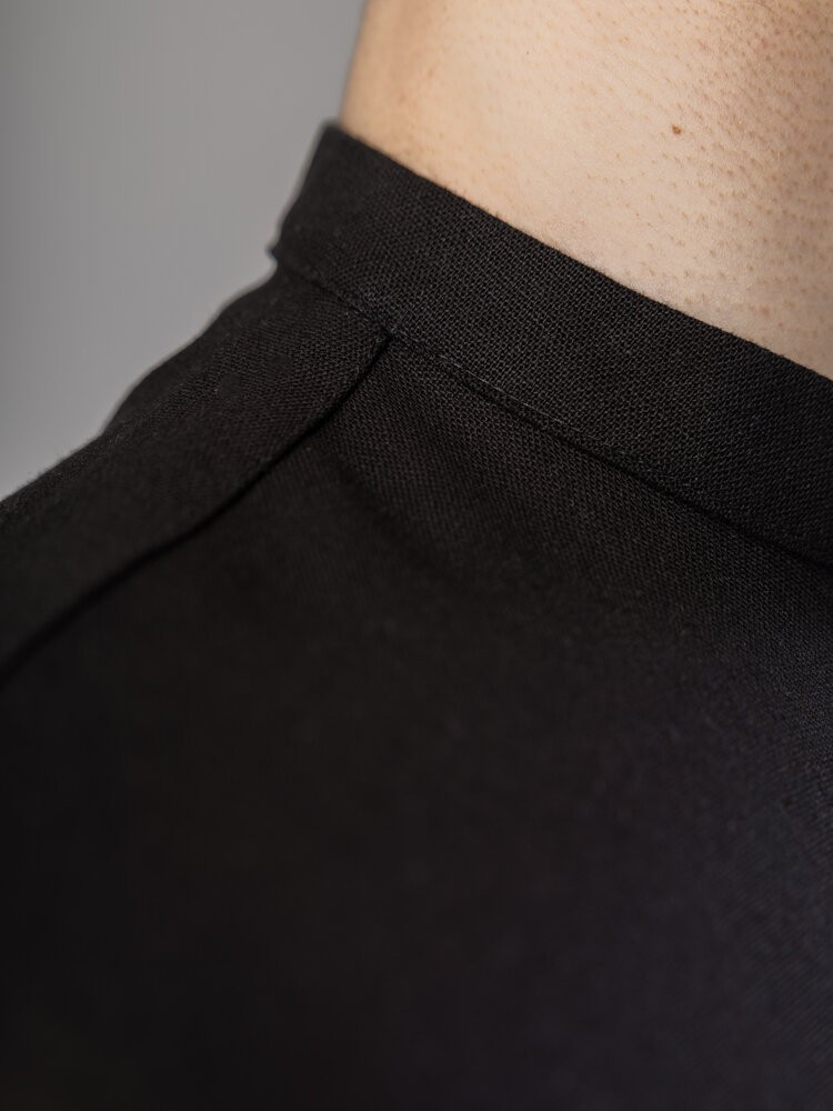 Черная мужская рубашка из льна casual. Рубашка свободного кроя легкая черная Pobedov Exlnt