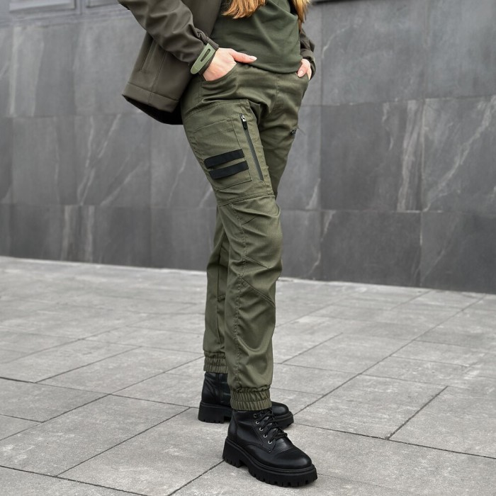 Карго-брюки для женщин демисезонные хаки Pobedov Papin Brodyaga Женские