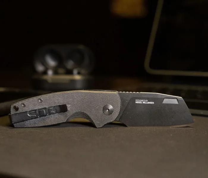 Розкладний ніж SOG Stout SJ, Blackout, Cleaver