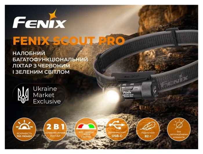 Тактический фонарь Fenix Scout Pro (HM50R V2.0) с красным и зеленым светом | Лимитированная серия