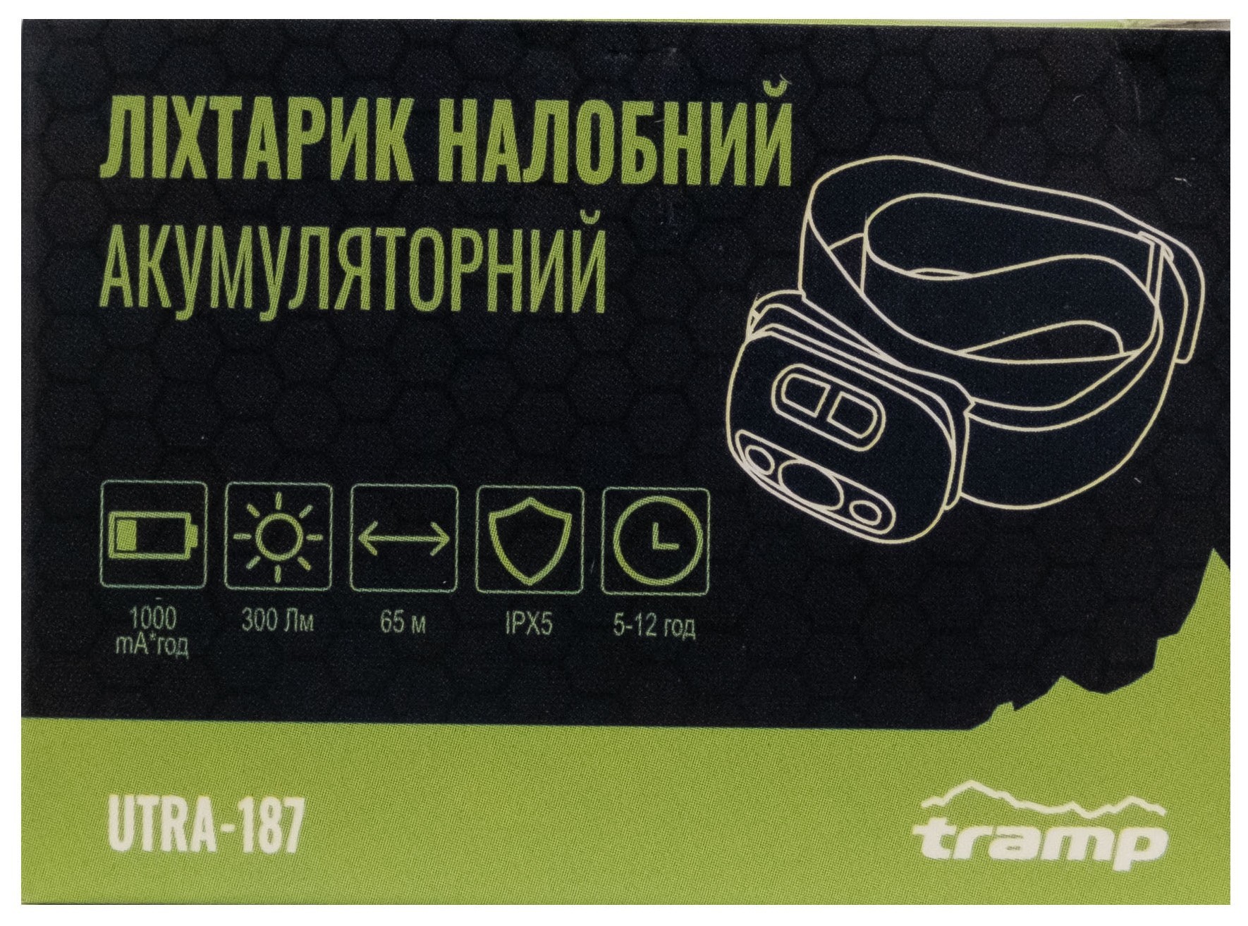 Ліхтар Tramp налобний акумуляторний UTRA-187, укр, укр
