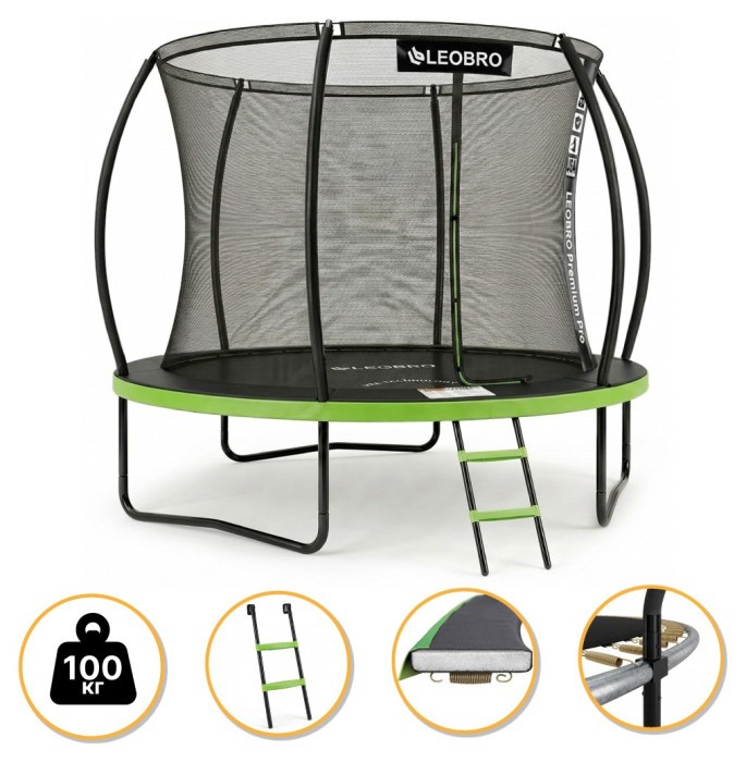 Батут з внутрішньою захисною сіткою 252 см LEOBRO Premium Pro 8FT GREEN (LB-1099)