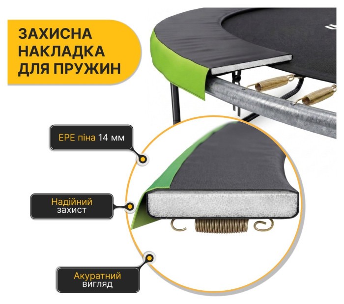 Батут з внутрішньою захисною сіткою 252 см LEOBRO Premium Pro 8FT GREEN (LB-1099)