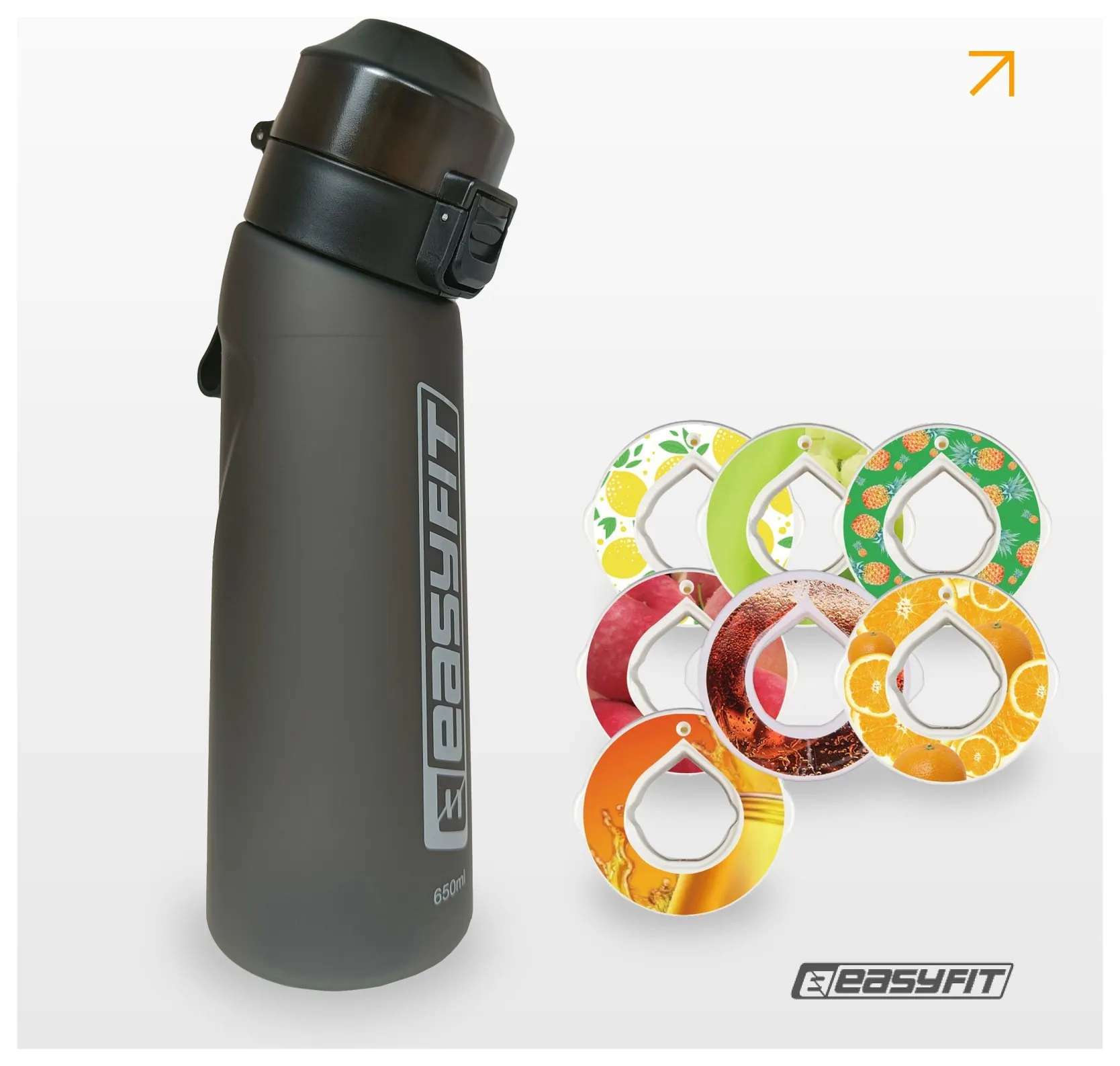 Спортивна пляшка для води зі смаками EasyFit Air Up (7 ароматизованих капсул у комплекті), 650 мл (EFIT_EF-7005s-7)