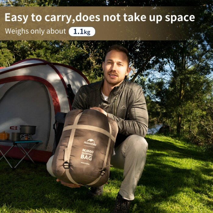 Спальник с капюшоном Naturehike MJ 600 CNK2300SD014, коричневый