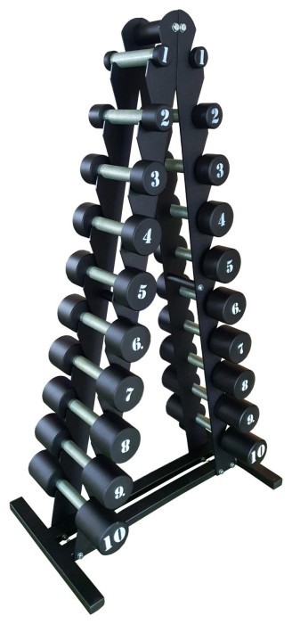 Гантельний ряд RN-Sport BLACK 1-10 кг зі стійкою