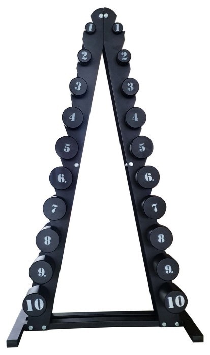 Гантельний ряд RN-Sport BLACK 1-10 кг зі стійкою