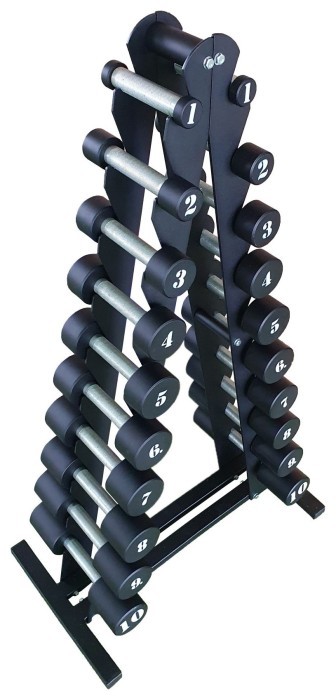 Гантельний ряд RN-Sport BLACK 1-10 кг зі стійкою