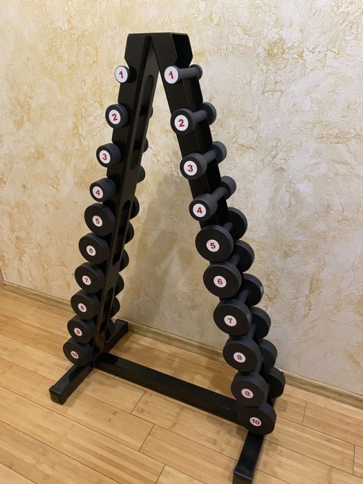 Гантельний ряд RN-Sport BLACK 1-10 кг зі стійкою, укр, укр