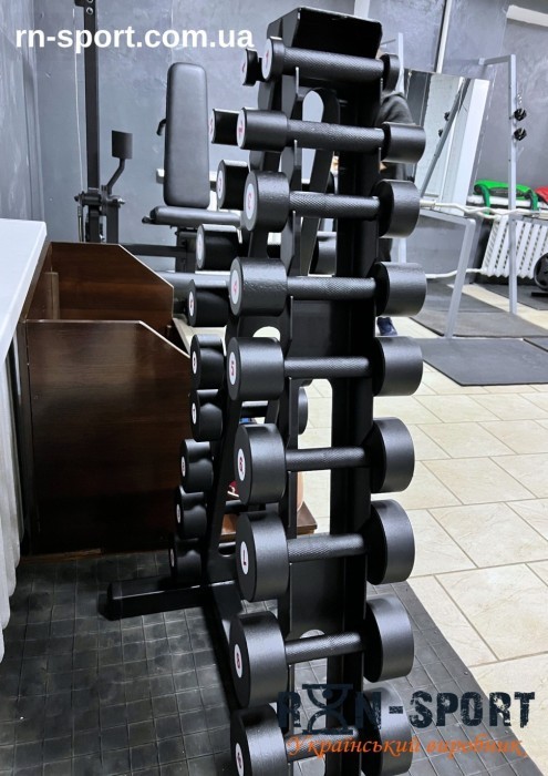 Гантельний ряд RN-Sport BLACK 1-10 кг зі стійкою, укр, укр