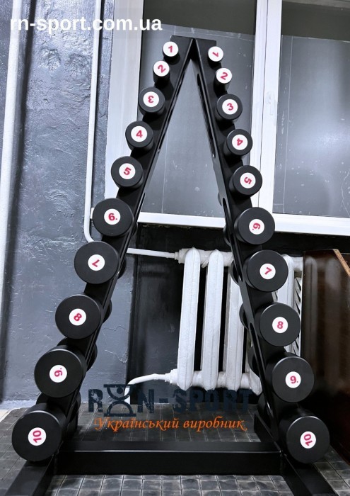 Гантельний ряд RN-Sport BLACK 1-10 кг зі стійкою, укр, укр