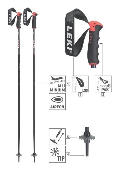 Палки для горных лыж Leki NEOLITE AIRFOIL 110см Black/fluorescent red/white (64948243-WRH)