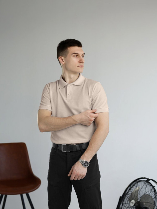 Мужская футболка поло бежевая Pobedov Royal