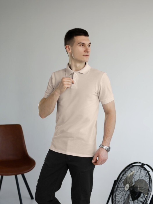 Мужская футболка поло бежевая Pobedov Royal