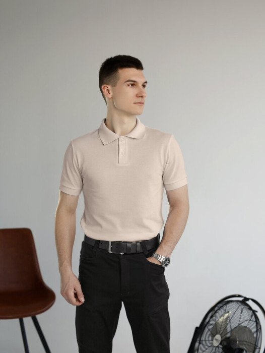 Мужская футболка поло бежевая Pobedov Royal