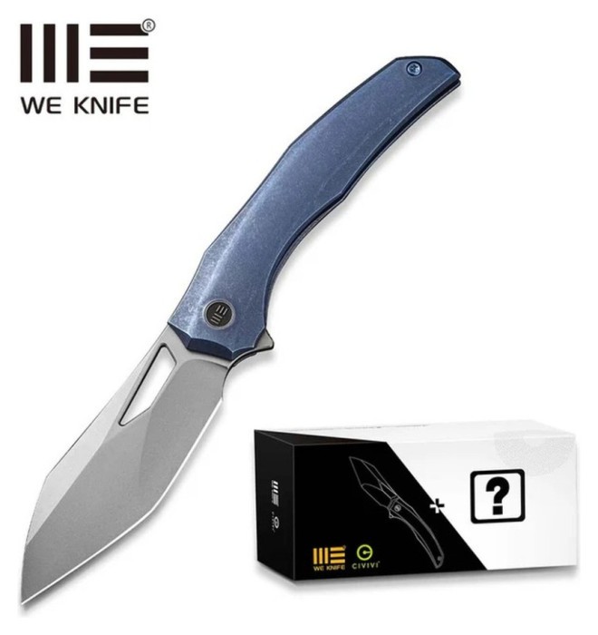 Нож складной туристический WE Knife Ignio Mystery Box, (8.39 см) CPM 20CV / 6AL4V Titanium синий