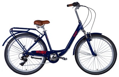 Велосипед уцененный AL 26" Dorozhnik RUBY Vbr FR рама-17" темно-синий 2024